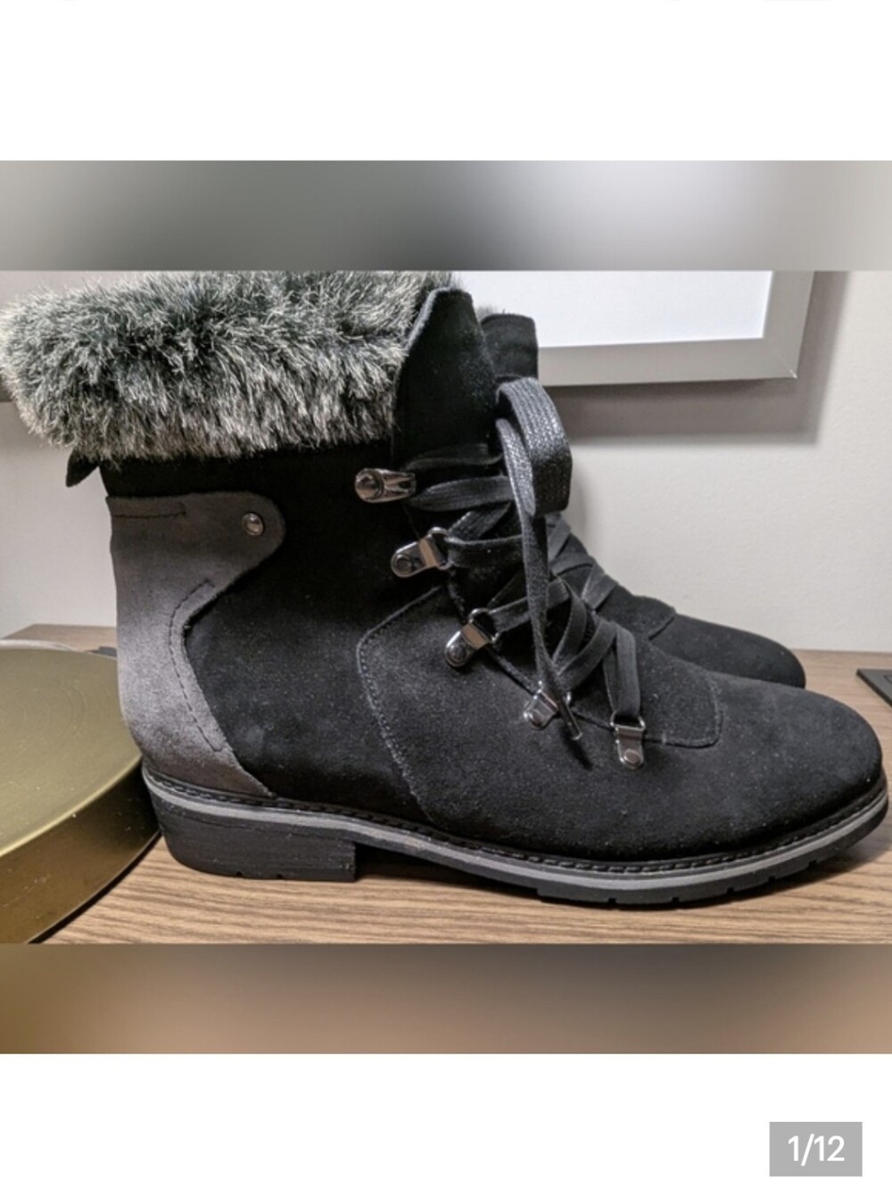 Blondo Leather Waterproof Insulated Winter Boots Black & Gray Women's Sz 12